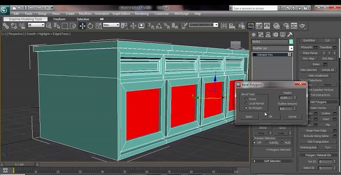 اضافه کردن جزئیات به کابینت ها در Editable Poly