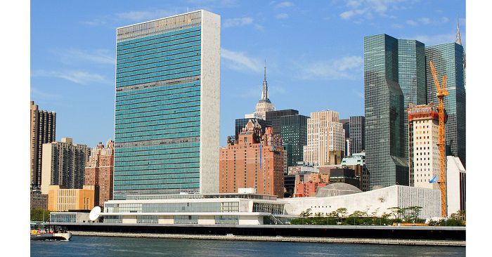 ساختمان سازمان ملل متحد در شهر نیویورک آمریکا